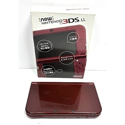 Nintendo New 3DS XL (LL), Metallic Red, Na Caixa Seriado, Original Nintendo (Usado)