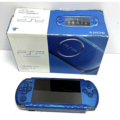 PSP, Azul, Vibrant Blue, Na Caixa, Modelo PSP-3000 VB, Original Sony, Usado