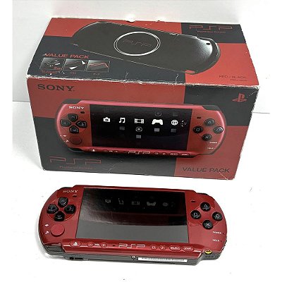 PSP, Value Pack, Red Black, Na Caixa Seriado, Modelo PSP-3000 XRB, Original Sony, Usado