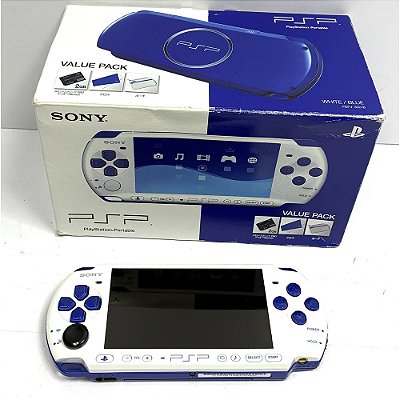 PSP, White Blue, Na Caixa Seriado, Modelo PSP-3000 XWB, Original Sony, Usado
