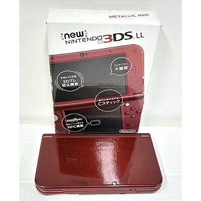 Nintendo New 3DS XL (LL), Metallic Red, Na Caixa Seriado, Original Nintendo (Usado)