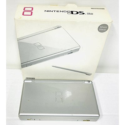 Nintendo DS Lite, Gloss Silver, Prata, Na Caixa Seriado, Original Nintendo (Usado)