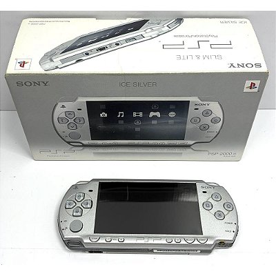 PSP, Ice Silver, Prata, Na Caixa Seriado, Modelo PSP-2000 IS, Original Sony, Usado