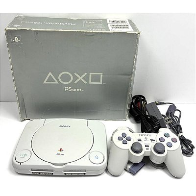 PlayStation 1 Slim, PSONE, Babe, Na Caixa Seriado, 1 Controle, Modelo SCPH-100, PS1, (Usado)