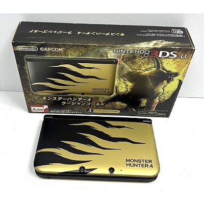 Nintendo 3DS XL (LL), Edição Monster Hunter 4 Rajang Gold, Na Caixa Seriado, Original Nintendo (Usado)