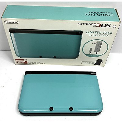 Nintendo 3DS XL (LL), Turquoise Black, Na Caixa, Original Nintendo (Usado)