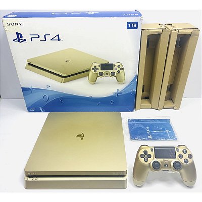 Playstation 4 Slim, 1TB, Gold, Dourado, Completo, Na Caixa Seriado, Original Sony, Seminovo