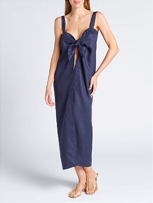 VESTIDO LINHO AZUL MARINHO