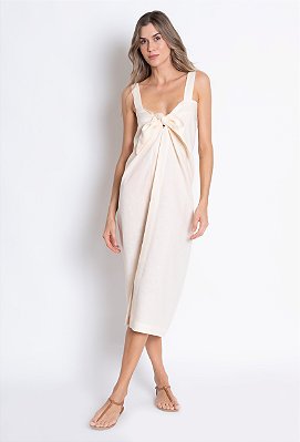 VESTIDO LINHO MANTEIGA