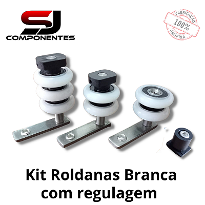 05 - KIT ROLDANAS BRANCO COM REGULAGEM CONVENCIONAL PARA SACADAS
