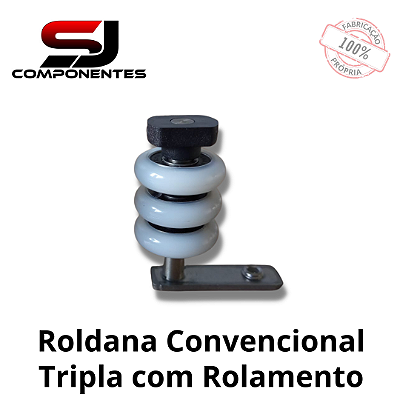 ROLDANA TRIPLA COM FREIO BRANCA CONVÊNCIONAL