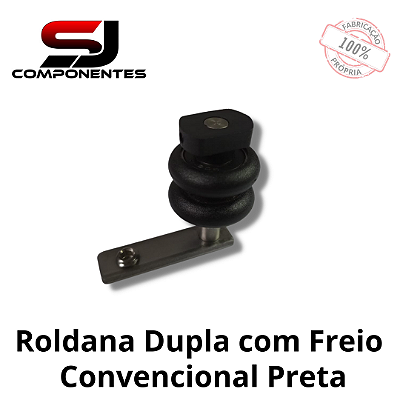 ROLDANA DUPLA COM FREIO PRETA CONVÊNCIONAL