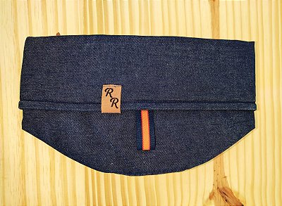 Cachepot em Jeans Azul com Detalhes Laranja