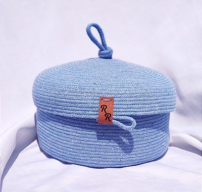 Cesto com Tampa de Corda, 6 mm, Tonalidade Azul.