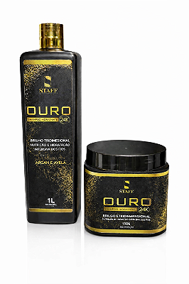 Mascara e Shampoo Ouro 24K 1L - 2 Itens