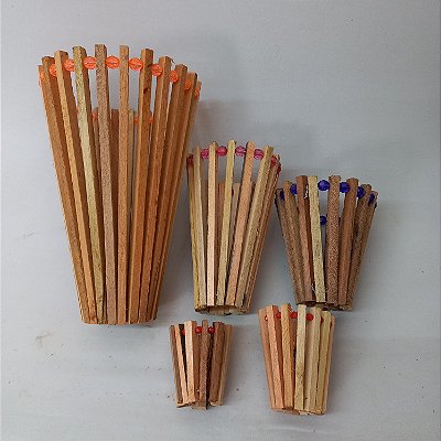 Cachepô de Madeira - Cone Redondo - Jogo com 5 pçs