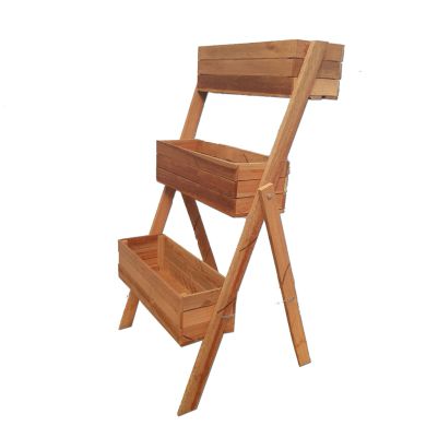 Floreira de madeira - Modelo escada 3 degraus