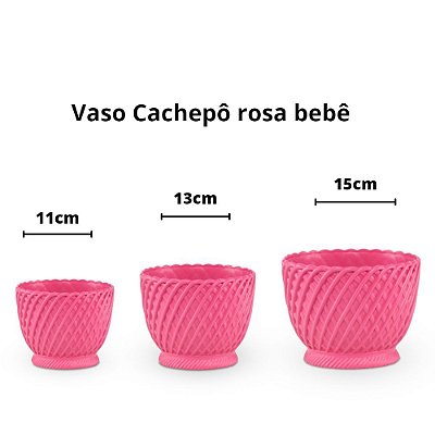 Vaso cachepô plástico rosa bebê - 15cm