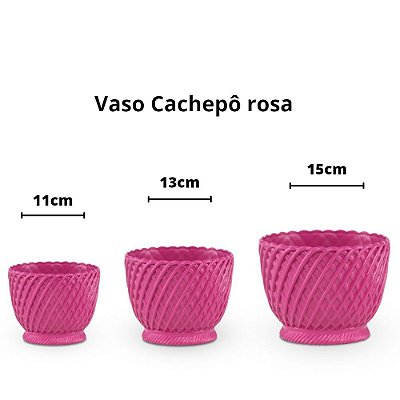 Vaso cachepô plástico rosa - 11cm