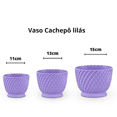 Vaso cachepô plástico lilás - 15cm