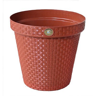 Vaso Rattan Redondo, Flores e Plantas Cor: Cerâmica 10L