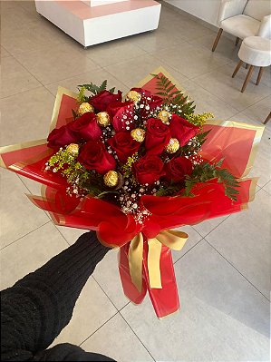 Buquê 12 Rosas Gold