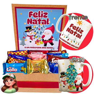 Caixa de Chocolates com caneca de Natal