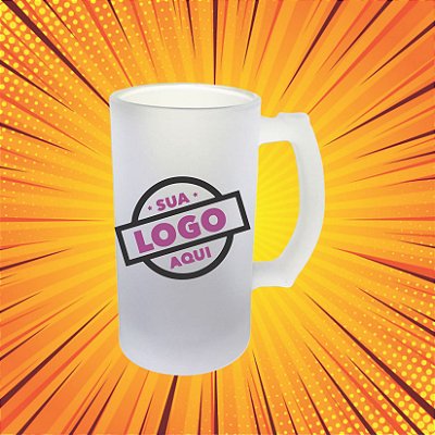 CANECA DE VIDRO JATEADO 475ml PERSONALIZADA