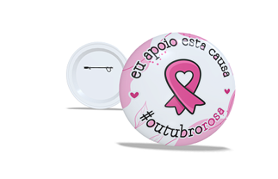 Outubro Rosa - Kit Com 10 Bottons/buttons 4,5cm