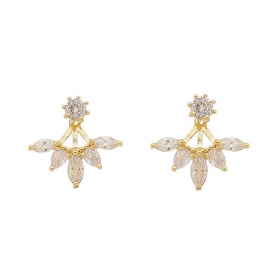 Brinco Flor em Zircônia Banhado a Ouro 18K