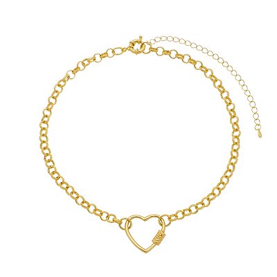 Choker Elo Português Coração Banhado a Ouro 18K