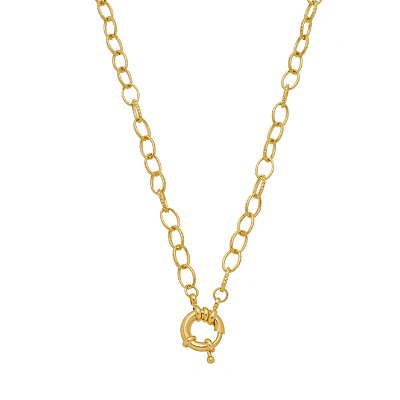 Colar Elo Português Detalhe Fecho Boia Banhado a Ouro 18k