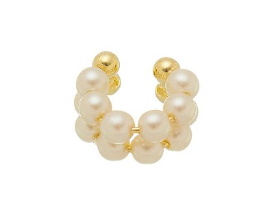 Piercing Fake Feminino Duplo Pérolas Banhado a Ouro 18K