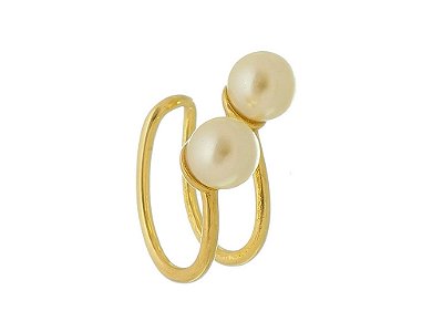 Piercing Fake Duplo Pérola Banhado a Ouro 18K