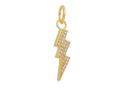 Pingente Feminino Raio Cravejado P Banhado a Ouro 18K
