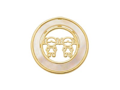 Pingente Feminino Redondo 2 Meninas Madrepérola Banhado a Ouro 18K