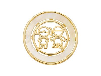 Pingente Feminino Redondo Casal Madrepérola Banhado a Ouro 18K