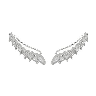 Brinco Feminino Ear Cuff em Prata 925 com Zircônias Navete