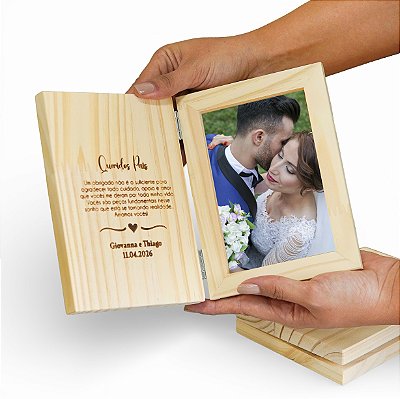 Porta Retrato Personalizado 10x15 Dobrável Convite de Casamento