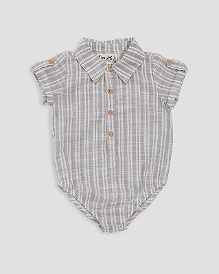 Body camisa manga curta Listrado verde