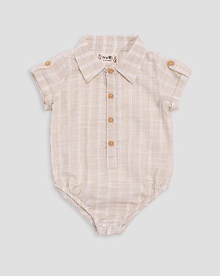 Body camisa manga curta Listrado natural