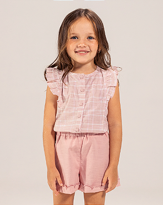 Camisa serena Xadrez rosa