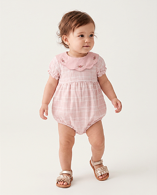 Romper jardim Xadrez rosa