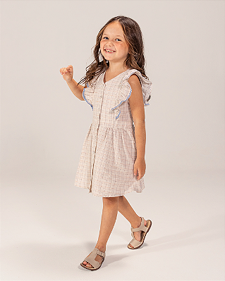 Vestido cultivar Quadriculado areia
