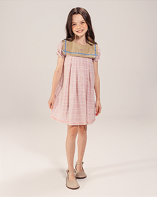 Vestido linhas Xadrez rosa