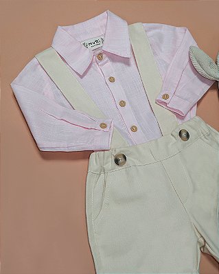 Bermuda suspensório Bege