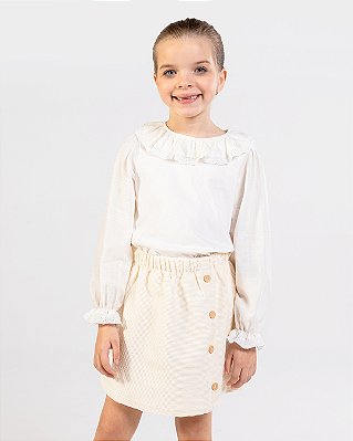 Blusa camponesa manga longa Off-white