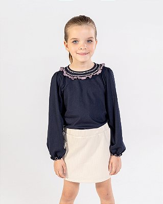 Blusa frufru Marinho