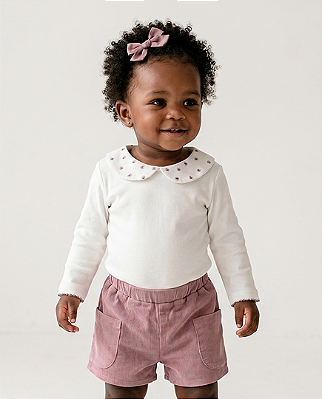 Body baby poá Off-white + rosê