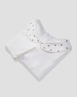 Body baby poá Off-white + amarelo